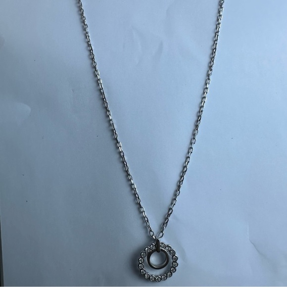 Swarovski Cathy Double Pendant Elegant Silver Necklace with Crystal Accents - Picture 7 of 13